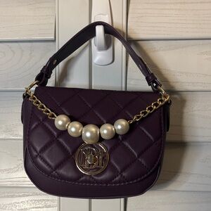 Badgley Mischka Deep Purple Quilted Crossbody Bag